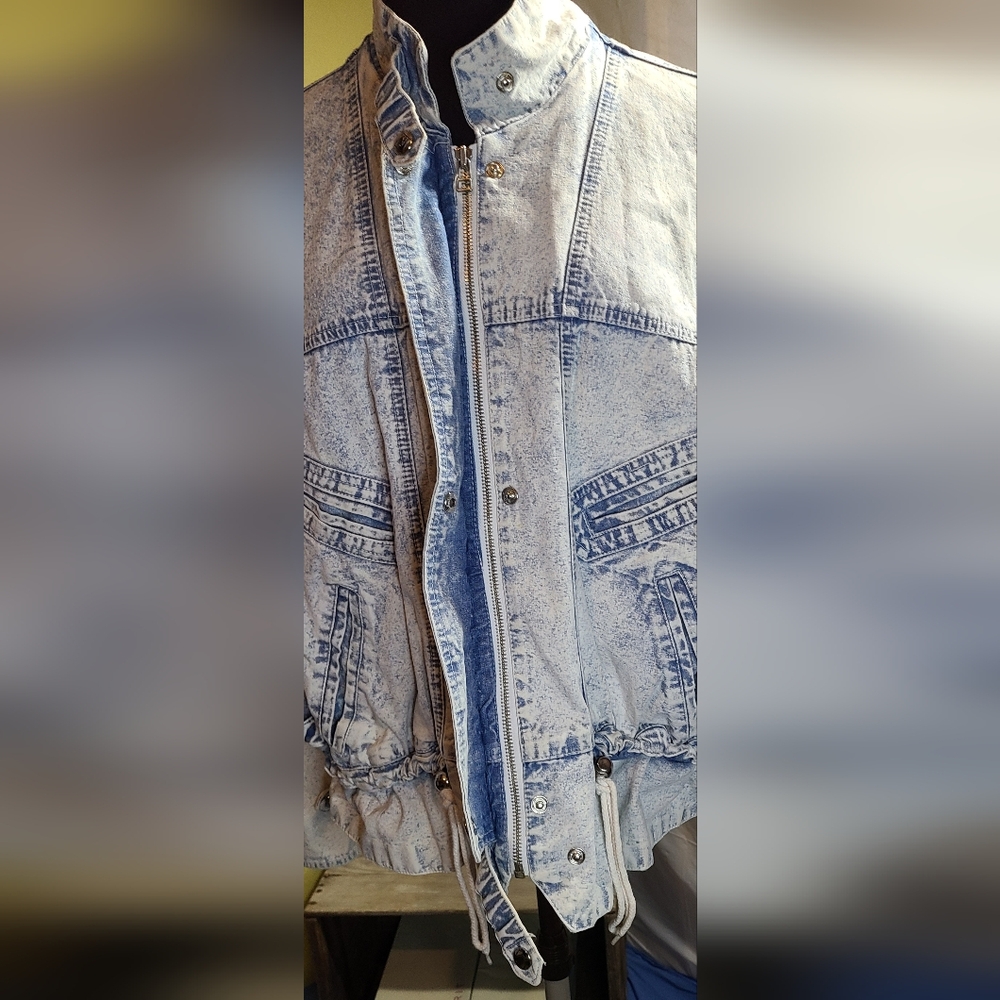 VTG 80s 90s Andy Johns Women's Acid Wash Oversized Jean Jacket Sz L EUC - Picture 6 of 11